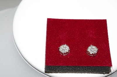+MBA #80-204    "14k White Gold 1/2 Ct Classic Cluster Diamond Stud Earrings"