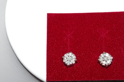 +MBA #80-204    "14k White Gold 1/2 Ct Classic Cluster Diamond Stud Earrings"