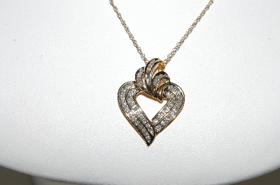 +MBA #80-053  "14K Yellow Gold Fancy Heart Diamond Pendant With 18" Chain