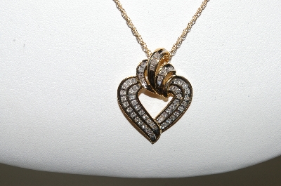 +MBA #80-053  "14K Yellow Gold Fancy Heart Diamond Pendant With 18" Chain