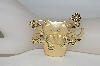 +MBA #80-146  TJW Gold Tone Cat In Flower Pot Pin