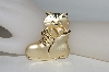 +MBA #80-149  TJW Gold Tone Cat In A Shoe Pin
