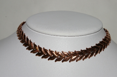 +MBA #80-0018  Vintage Copper "Renoir" Leaf Necklace