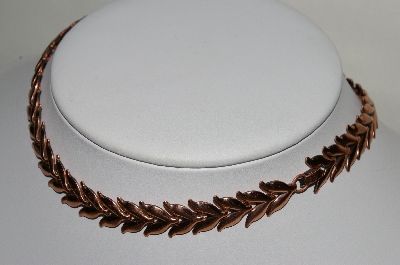 +MBA #80-0018  Vintage Copper "Renoir" Leaf Necklace