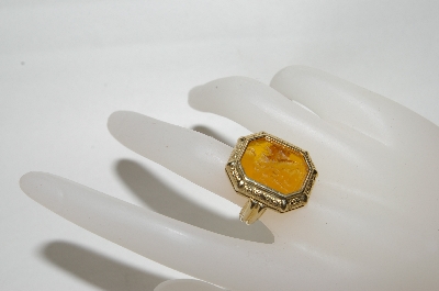 +MBA #81-142    "14K Yellow Gold "Tagliamonte" Venetion Glass Hand Carved Ring