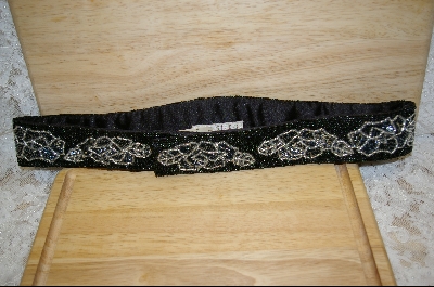 +MBA #BCM-1   " 1980's Black, Silver & Metalic Grey "Nordstrom" Rose Hand Beaded Belt