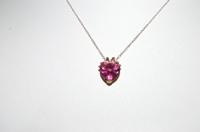 +MBA #80-182  14k Yellow Gold "Pink Tourmaline Heart Cut" Pendant With 18" Gold Chain