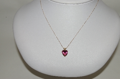 +MBA #80-182  14k Yellow Gold "Pink Tourmaline Heart Cut" Pendant With 18" Gold Chain