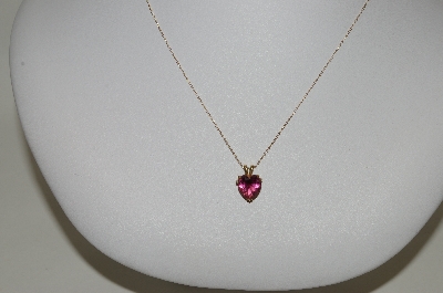 +MBA #80-182  14k Yellow Gold "Pink Tourmaline Heart Cut" Pendant With 18" Gold Chain