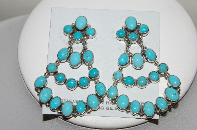+MBA #80-016   "Artist Signed "NAKAI" Sterling Blue Turquoise Earrings