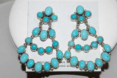 +MBA #80-016   "Artist Signed "NAKAI" Sterling Blue Turquoise Earrings