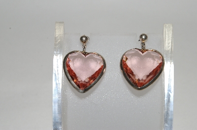 +MBA #80-098  Sterling "Pink Crystal Hearts" Earrings