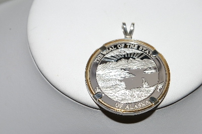 +MBA #81-208  24K Gold Relief Sterling "Bear & Cubs" Alaskan Mint Coin Pendant
