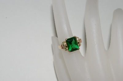 +MBA #80-093  14k Black Hills Gold Green Helenite Ring