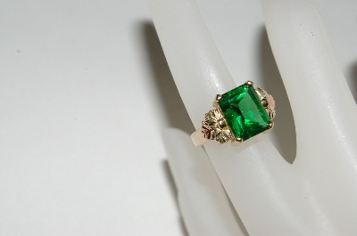 +MBA #80-093  14k Black Hills Gold Green Helenite Ring