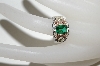 +MBA #81-222   Sterling & 12k Gold Square Cut Green Helenite Ring