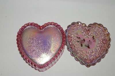 +MBA #81-214        1990's Fenton AB   Pink Glass Heart Shaped Trinket Dish