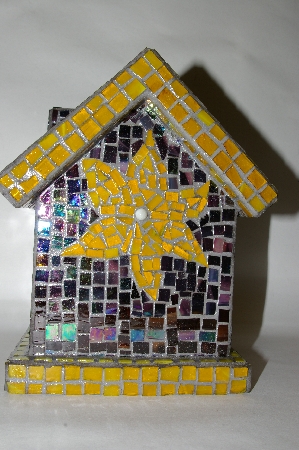 +MBA #81-121  "One Of A Kind Floral Glass Hand Mosaic Bird House