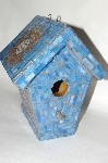 +MBA #81-140  "One Of A Kind Hand Made Blue Stain Glass Mosaic Bird House