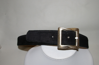 +MBA #81-117  "1990's Sostanza Black Suede Belt With Silvertone Buckle
