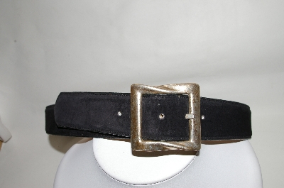 +MBA #81-117  "1990's Sostanza Black Suede Belt With Silvertone Buckle