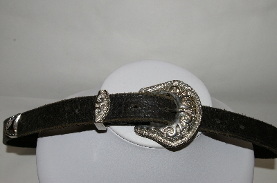 +MBA #81-114  "Nan Lewis Black leather Belt With Day-Lor Buckle