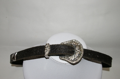 +MBA #81-114  "Nan Lewis Black leather Belt With Day-Lor Buckle