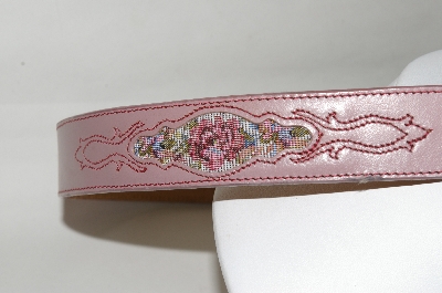 +MBA #81-090  "Silver Creek Rose Pink Leather Belt 1991