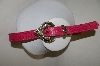 +MBA #81-108  "Pink Leather Snake Skin Pattern Belt With Silver Tone Buckle