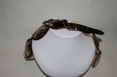 +MBA #81-104  "Chambers  Black Leather Hip Belt With Oval Concho's