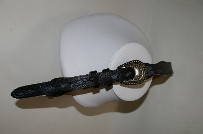 +MBA #81-054  "Silver Creek Collection Hand Tooled Black Rose Leather Belt