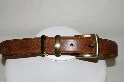 +MBA #81-036  "S. Hamley Co. Brown Leather Belt With Gold Tone Buckle