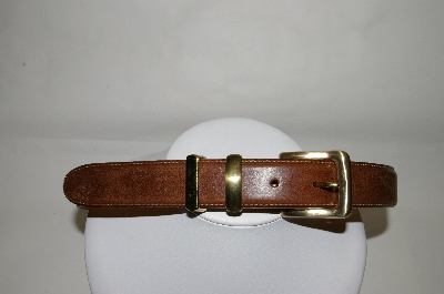 +MBA #81-036  "S. Hamley Co. Brown Leather Belt With Gold Tone Buckle
