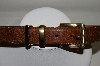 +MBA #81-036  "S. Hamley Co. Brown Leather Belt With Gold Tone Buckle