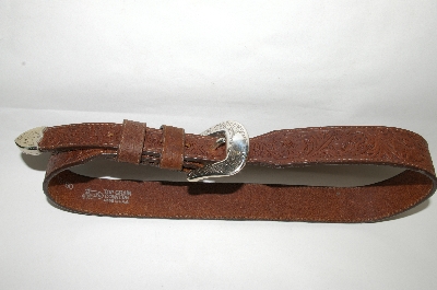 +MBA #81-028   "1993 Justin Hand Tooled Brown Leather Belt