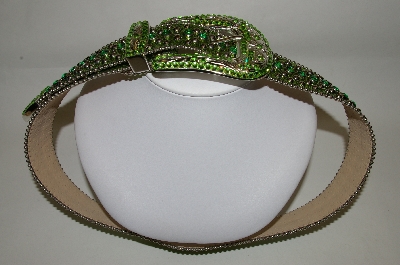 +MBA #81-022   "Belts By Simon Green Matalic Belt With Studs & Crystals