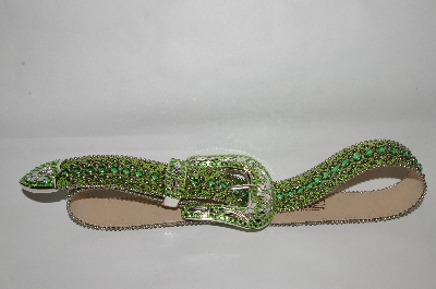 +MBA #81-022   "Belts By Simon Green Matalic Belt With Studs & Crystals