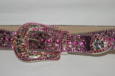 +MBA #81-014  "Belts By Simon Pink Matalic Belt With Studs & Crystals