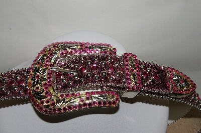 +MBA #81-014  "Belts By Simon Pink Matalic Belt With Studs & Crystals