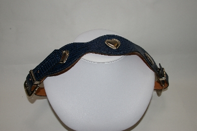 +MBA #81-052  "Chambers Blue Leather Double Buckle Belt