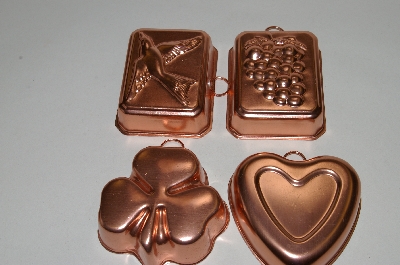 +Set Of 4 Small Unlined Copper Jello Molds