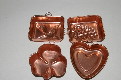 +Set Of 4 Small Unlined Copper Jello Molds