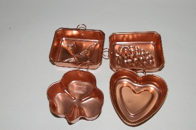 +Set Of 4 Small Unlined Copper Jello Molds