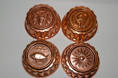 +MBA #81-175  " Set Of 4 Small Round Unlined Copper Jello Molds