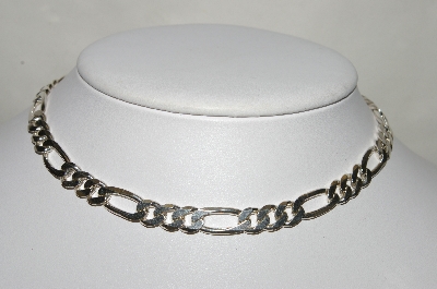 +MBA #84-093  Sterling Thick Heavy 16" Figaro Necklace