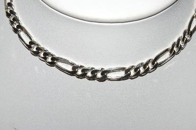 +MBA #84-093  Sterling Thick Heavy 16" Figaro Necklace