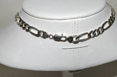 +MBA #84-093  Sterling Thick Heavy 16" Figaro Necklace