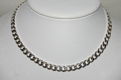 +MBA #84-091   Sterling 16" Heavy Curb Link Necklace