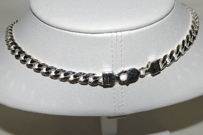 +MBA #84-091   Sterling 16" Heavy Curb Link Necklace