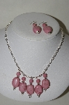 +MBA #84-065   Sterling Pink Gemstone Necklace & Earring Set